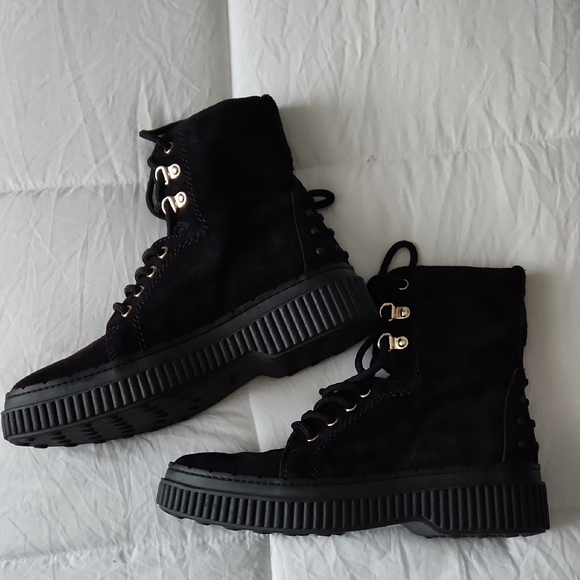 Tod\'s Black Combat & Moto Boots